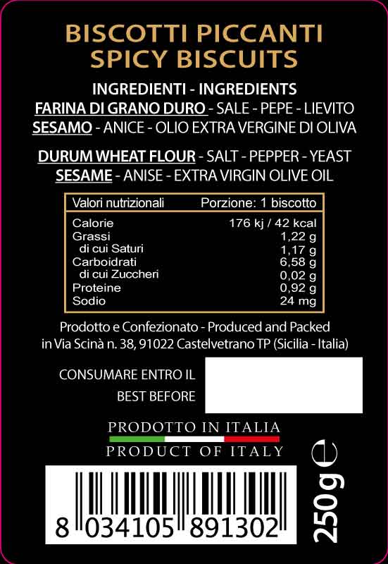 Biscotti Piccanti NERO