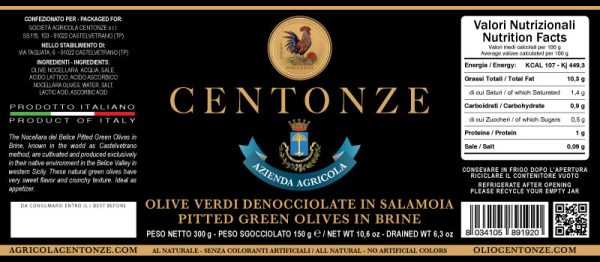 Olive Verdi in Salamoia Denocciolate 314 ml IT EN