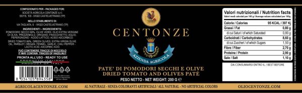 Pate Pomodori secchi ed olive 200g IT EN